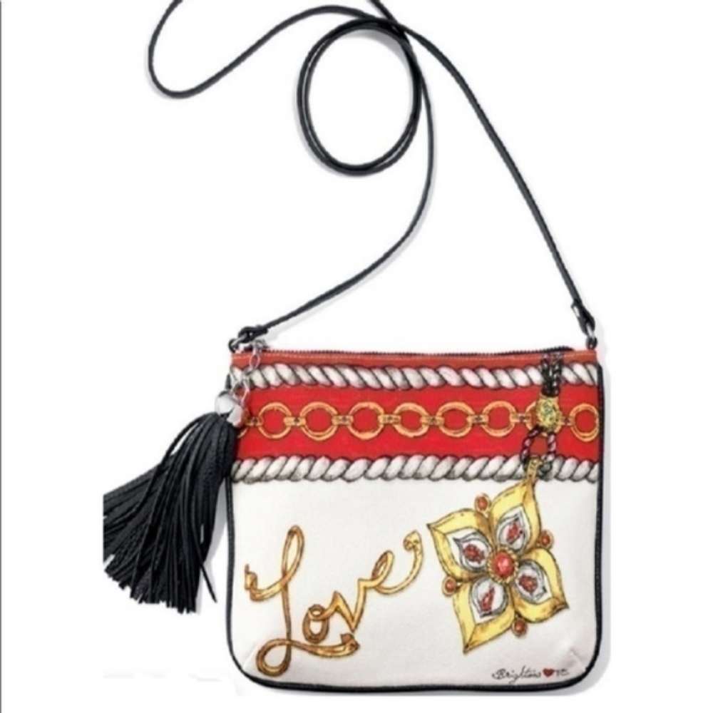 Brighton Glitter and Go White Love Crossbody With Callout
